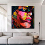 Hand Painted Knife Canvas Abstract Artwork Woman Face Wall Art Canvas