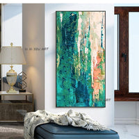 Abstract Art Decorative Wall Painting On Canvas Hand Painted Oil Vertical Painting