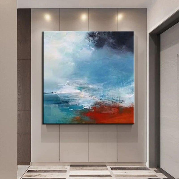 Hand Painted Art Landscape Oil Painting Sky Colorful Clouds Abstract On Canvas