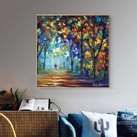 Abstract Forest Street Hand Painted Oil Painting on Canvas Modern Wall Art Landscape Pictures for Living Rome Home Decoration