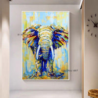 Abstract Hand Painted Animal Elephant Gold Oil painting On Canvas Painting Hallway Wall Decoration