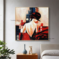 Hand Painted Naked Woman Figure Oil Painting On Canvas Modern Abstract Wall Art Bedroom