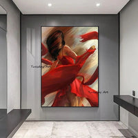 Hand Painted Character Oil Painting Modern Dancing Girl Abstract on Canvas Wall Art Art