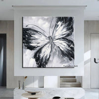 Hand Painted Oil Painting Animal Modern Dark Butterfly Abstract