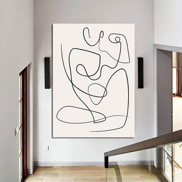 Simple Figure Line Abstract Oil Painting Modern Hand Painted Oil Painting Canvas Unframe