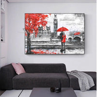 Hand Painted Oil Painting Modern Abstract Palette Knife Black And White Street View Canvas Landscape Banner