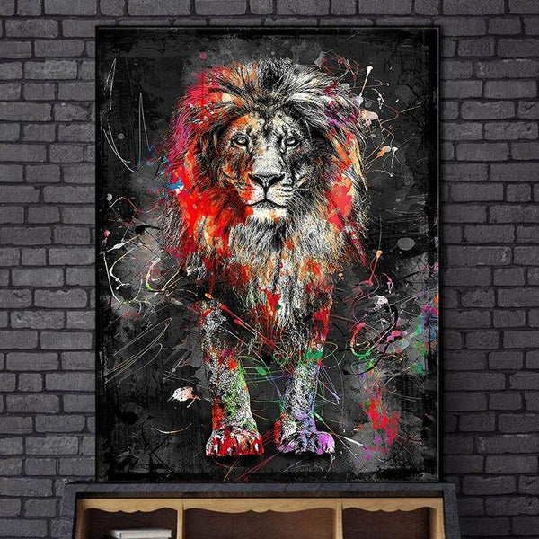 Hand Painted Modern Street Art Oil Painting Lion Animal Abstract Canvas Paintings Decoratives
