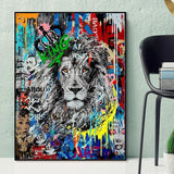 Hand Painted Oil Painting Lion Street Art Animals Home Wall