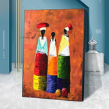 Abstract Hand Painted Scandinavian African Woman Portrait Canvas Painting Wall Decor