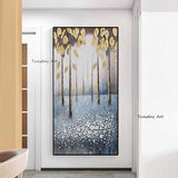 Hand Painted White Knife Flower 3D Oil Abstract Painting Canvas for