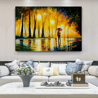 Hand Painted Landscape Oil Painting Park Walking Alone In The Street Art Canvas Corridor Office