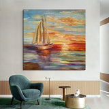 Hand Painted Oil Painting Seascape Sails Landscape Abstract Canvas Painting s