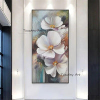 Hand Painted Oil Painting Palette Knife Classical Flowers Wall Decorative Item Textured Acrylic Canvas Wall Art Decoration