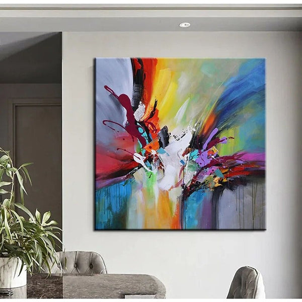 Hand Painted Oil Painting Colorful Abstract Wall Canvas Art Acrylic Artwork Room