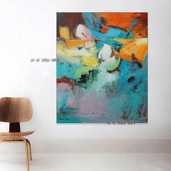 Abstract Modern Minimalist Art Canvas Panoramic Colorful Contemporary Hand Painted