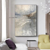 Hand Painted Gray Landscape Canvas Painting Abstract Decorative Painting Porch Hanging Painting