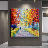 Oil Painitngs on Canvas Hand Painted Knife Art Abstract Landscape Modern Beautiful Streets In Autumn for Wall