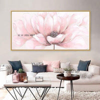 Abstract Hand Painted Modern Minimalist Pink Daisy Sofa Background Horizontal Decorative