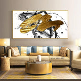 Abstract Hand Painted Oil Paintings On Canvas Hand Painted Modern Wall Art With Golden Office