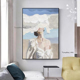 On Canvas Hand Painted Abstract Fashion Figure Abstract Oil Painting Hallway Hotel As