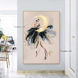 Modern Figure Abstract Hand Painted Canvas Painting Modern Art Dancing Girl Bedroom