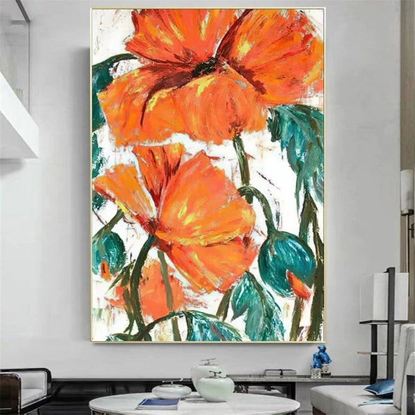 Hand Painted Flower Oil Painting Abstract On Canvas Modern Flower Wall