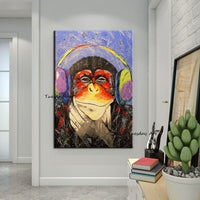 Hand Painted Street Art Oil Painting Modern Gorilla Animal Abstract Canvas For Home Children Room