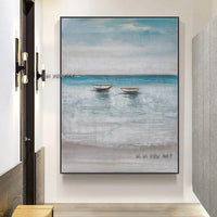 Hand Painted Abstract Wall Art Seascape Minimalist Modern On Canvas Decorative