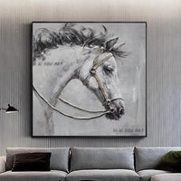 Embellish White Horse Animals Wall Art Hallway Bedroom Canvas Paintings