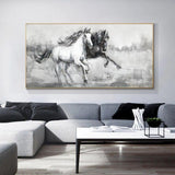Double Running Horses Hand Painted Canvas Paintings Wall Art Hand Painted Animals Painting Abstract Modern