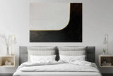 Hand Painted Black White Textured Oil Painting Gold Foil Canvas Minimalist Oversize Abstract Painting As