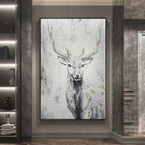 Hand Painted Abstract Deer On Canvas Wall Art Animal Wall Canvas Artwork