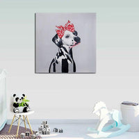 Style Cute Animal Canvas Art Hand Painted Oil Painting Funny Cartoon Animals For Kids Room