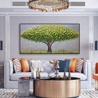 Hand Painted Oil Painting On Canvas Knife Green Tree Palette 3D Paintings Modern Abstract Wall Art