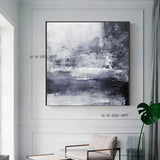 Black White Painting Abstract Painting Landscape Horizontal Wall Art Hand Painted Wall Art Art Canvas