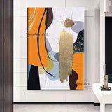 Hot style Hand Painted Canvas Oil Painting Fashion White Yellow Black Gold Foil Abstract Wall Art