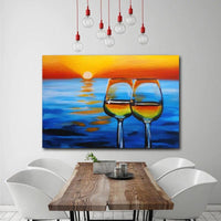 Oil Painting Hand Painted Modern Seascape Red Wine Glass Abstract Art On Canvas