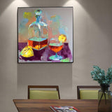 Hand Painted Fruit Wine Glass Oil Painting Still Life Abstract Art Canvas Painting Corridor Office