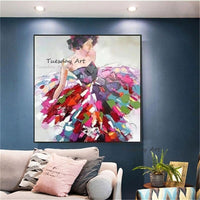 Hand Painted Beautiful People Oil Paintings Noble Villa Ornamentals Dancing Girl Abstract