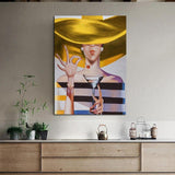 Hand Painted Woman Holding Wine Glass Abstract Art People Oil Painting Canvas Wall Art Decor