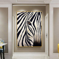 Modern Abstract Wall Art Hand Painted Animal Oil Painting Canvas Black White Zebra Paintings As