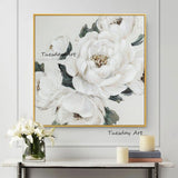 Hand Painted Oil Painting White Flower Abstract Canvas Canvas Painting Decor