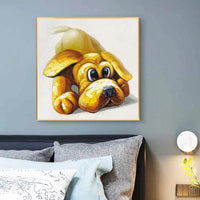 Hand Painted Yellow Dog Staring at the Bees Oil Painting Decor Hand Painted Modern Funny Animal Canvas