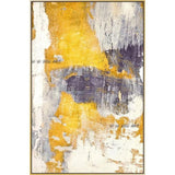 Hand Painted Modern Abstract Yellow White Purple Minimalist Office