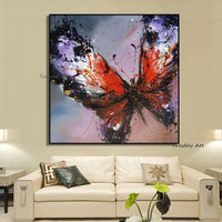 Hand Painted Modern Abstract Butterfly Animals Oil Painting On Canvas Modern Abstract Pop Art