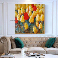 Hand Painted Modern Abstract Romantic Flower Tulip Canvas Painting Hanging Painting