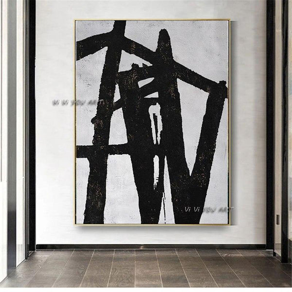 Hand Painted Abstract Modern Art Abstract Painting Canvas Painting Black and White Abstract Canvas Art