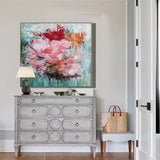 Hand Painted Oil Paintings Classic Pink Flowers Abstract Wall Canvas Paintings Drawing Room Decoration Gif