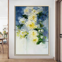 Hand Painted Oil Painting Palette Knife Flowers Abstract Thick Acrylic Wall Canvas Room Decoration Art