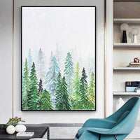 Wall Art Canvas Hand Painted Oil Painting Modern Green Mountain Landscape Natural Forest As